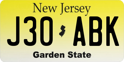 NJ license plate J30ABK