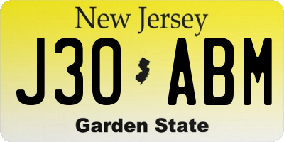 NJ license plate J30ABM