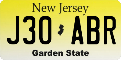 NJ license plate J30ABR