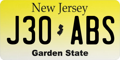 NJ license plate J30ABS