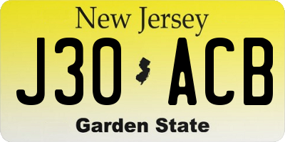 NJ license plate J30ACB