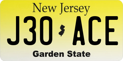 NJ license plate J30ACE