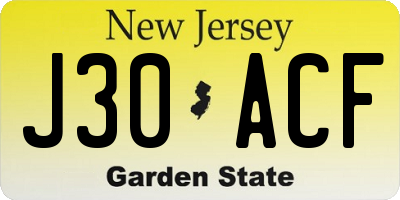 NJ license plate J30ACF