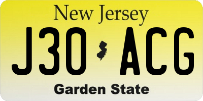NJ license plate J30ACG