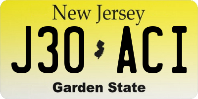NJ license plate J30ACI