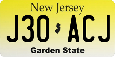 NJ license plate J30ACJ