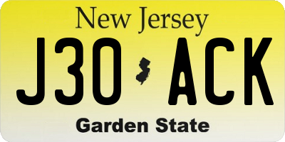 NJ license plate J30ACK