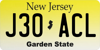 NJ license plate J30ACL