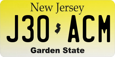 NJ license plate J30ACM