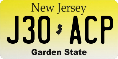 NJ license plate J30ACP