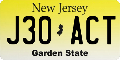 NJ license plate J30ACT