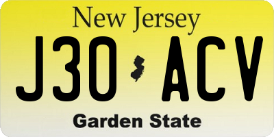 NJ license plate J30ACV