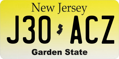 NJ license plate J30ACZ