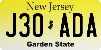 NJ license plate J30ADA