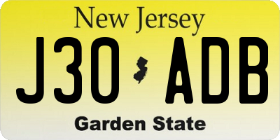 NJ license plate J30ADB