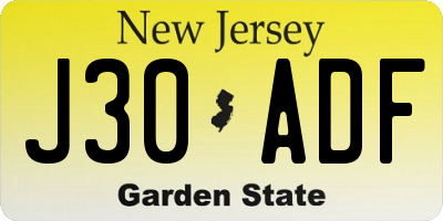 NJ license plate J30ADF