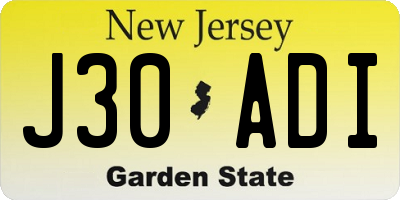 NJ license plate J30ADI
