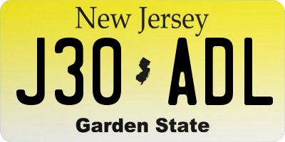 NJ license plate J30ADL