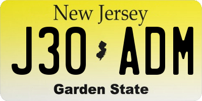 NJ license plate J30ADM
