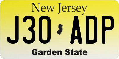 NJ license plate J30ADP