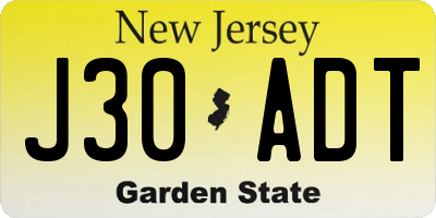 NJ license plate J30ADT