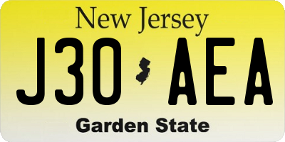 NJ license plate J30AEA