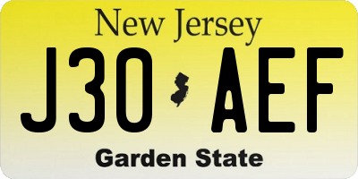 NJ license plate J30AEF