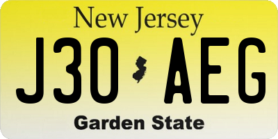 NJ license plate J30AEG