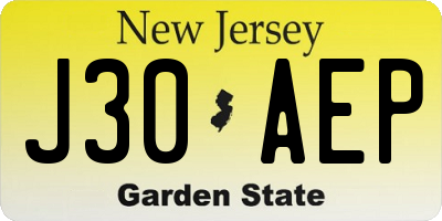 NJ license plate J30AEP