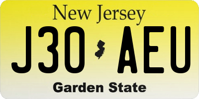 NJ license plate J30AEU