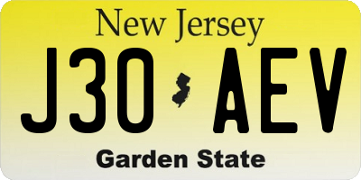 NJ license plate J30AEV