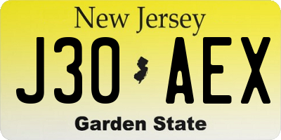 NJ license plate J30AEX