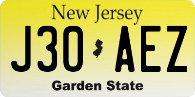 NJ license plate J30AEZ