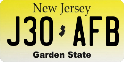 NJ license plate J30AFB