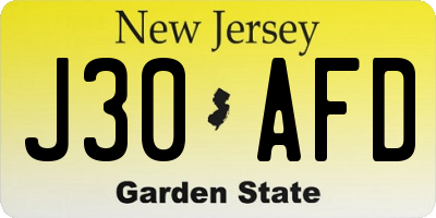 NJ license plate J30AFD