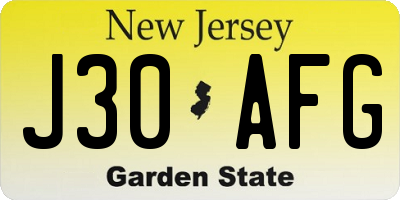 NJ license plate J30AFG