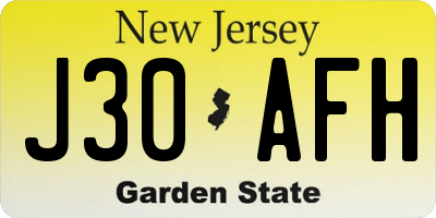 NJ license plate J30AFH