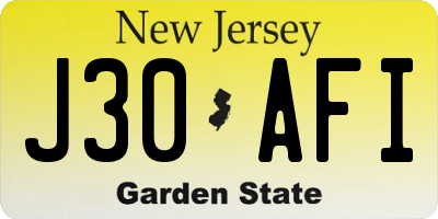 NJ license plate J30AFI