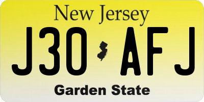 NJ license plate J30AFJ