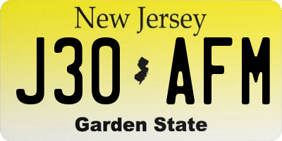 NJ license plate J30AFM