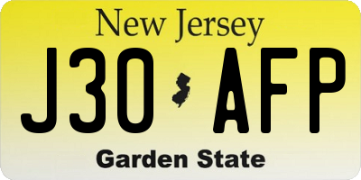 NJ license plate J30AFP