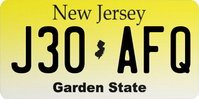 NJ license plate J30AFQ