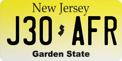 NJ license plate J30AFR