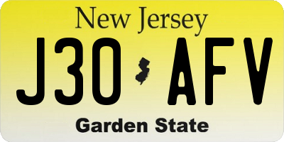NJ license plate J30AFV