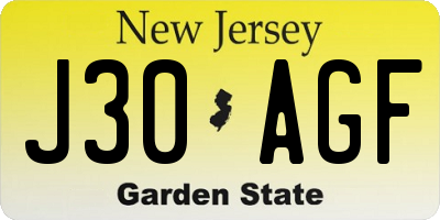 NJ license plate J30AGF