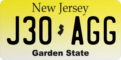 NJ license plate J30AGG
