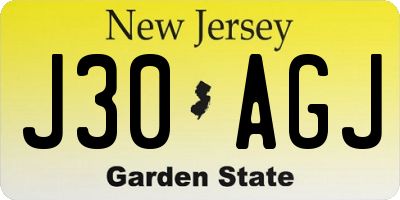 NJ license plate J30AGJ