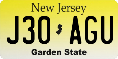 NJ license plate J30AGU
