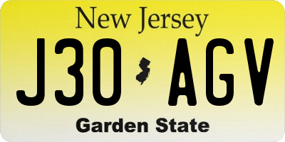 NJ license plate J30AGV