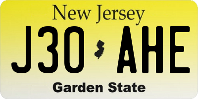 NJ license plate J30AHE